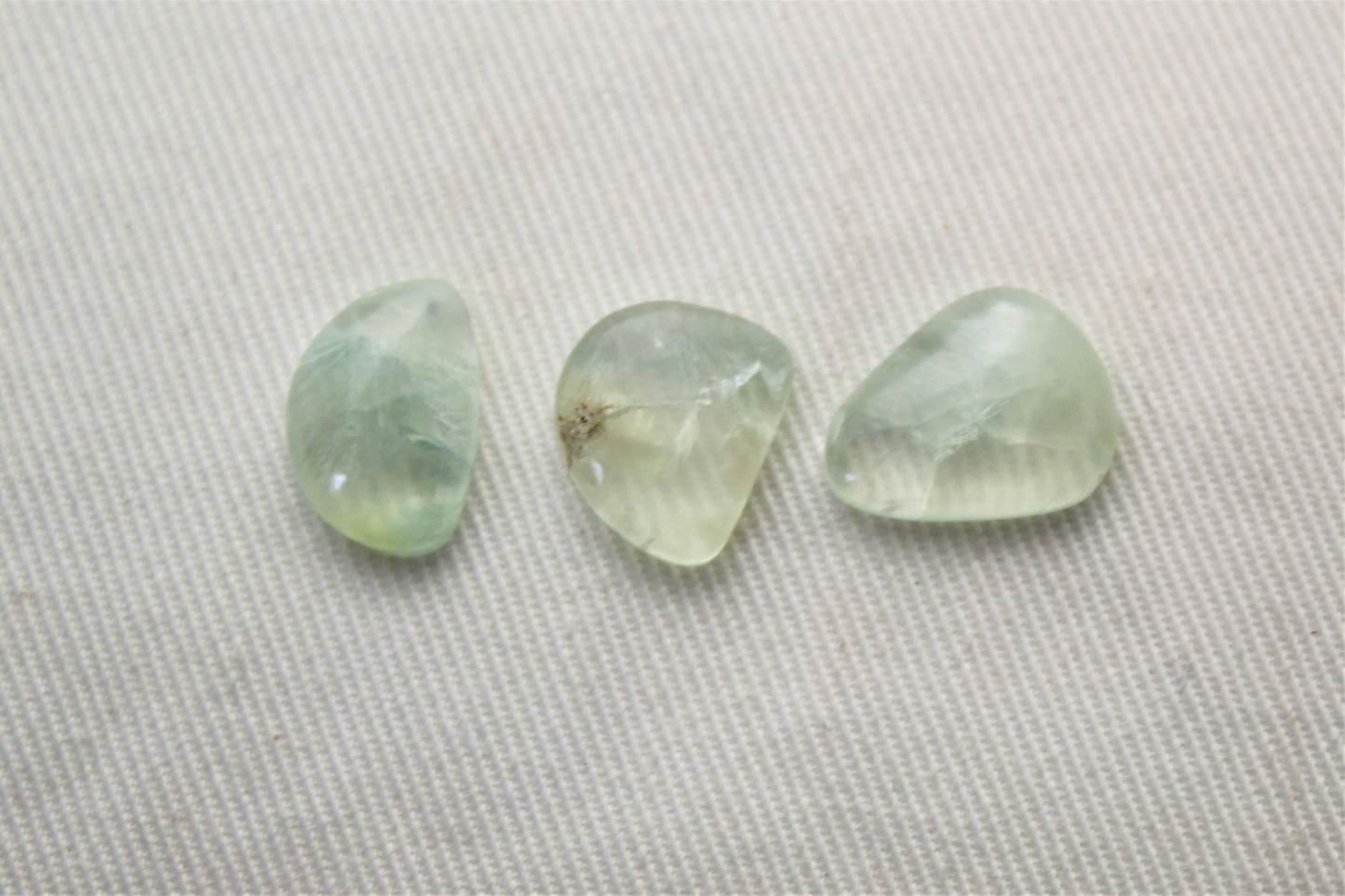 Trio of Prehnite cabochons small Gemstones freeform