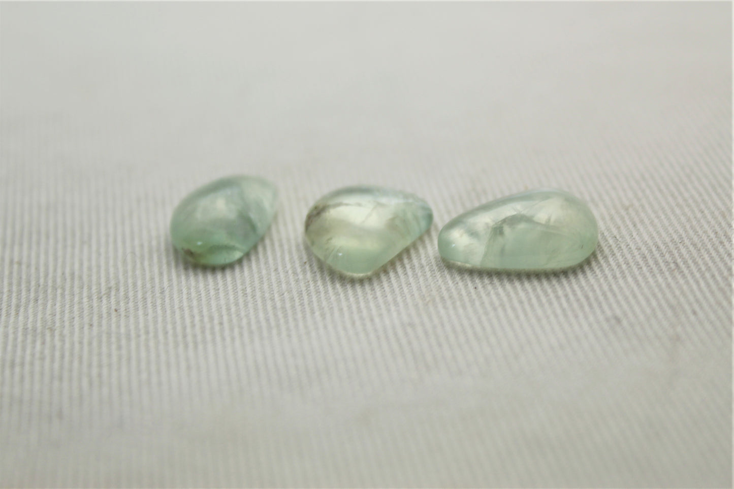 Trio of Prehnite cabochons small Gemstones freeform