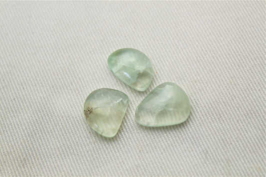 Trio of Prehnite cabochons small Gemstones freeform