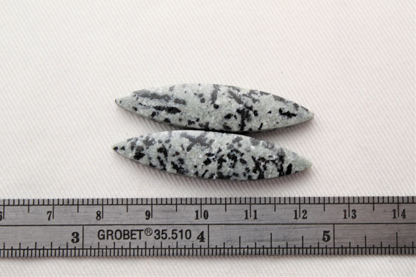 Dalmatian Jasper pair marquise shape gray gemstone cabochon