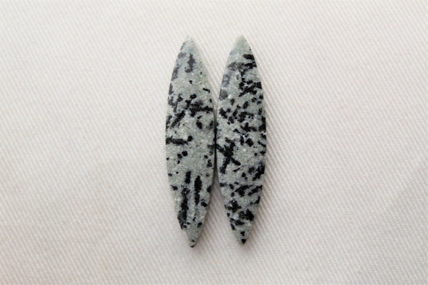 Dalmatian Jasper pair marquise shape gray gemstone cabochon