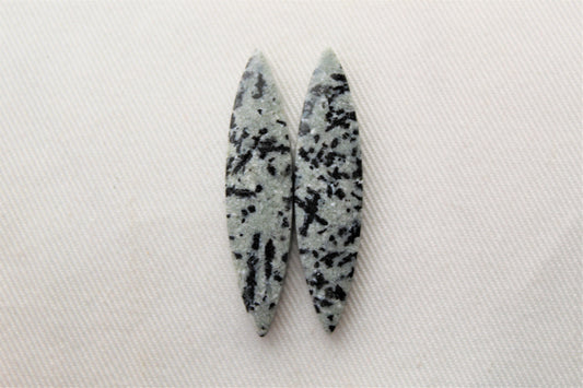 Dalmatian Jasper pair marquise shape gray gemstone cabochon