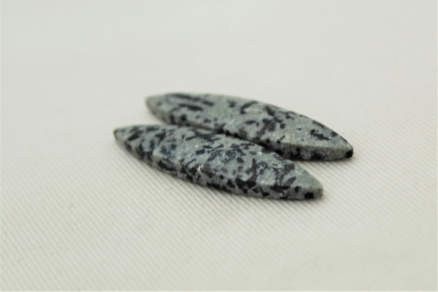 Dalmatian Jasper pair marquise shape gray gemstone cabochon