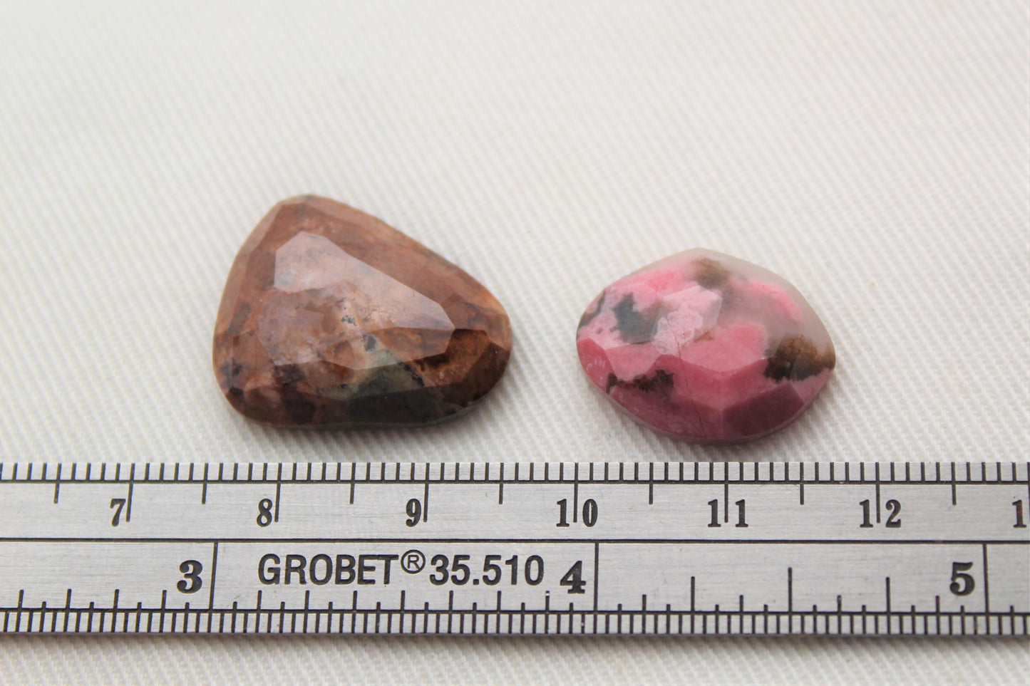 TWO Freeform Rhodonite Cabochons Gemstone pink rose cut