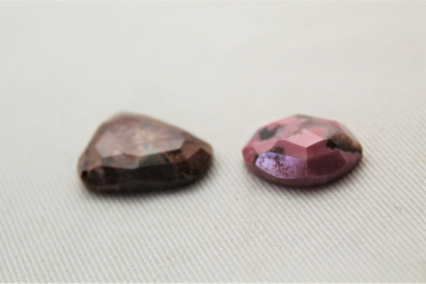 TWO Freeform Rhodonite Cabochons Gemstone pink rose cut