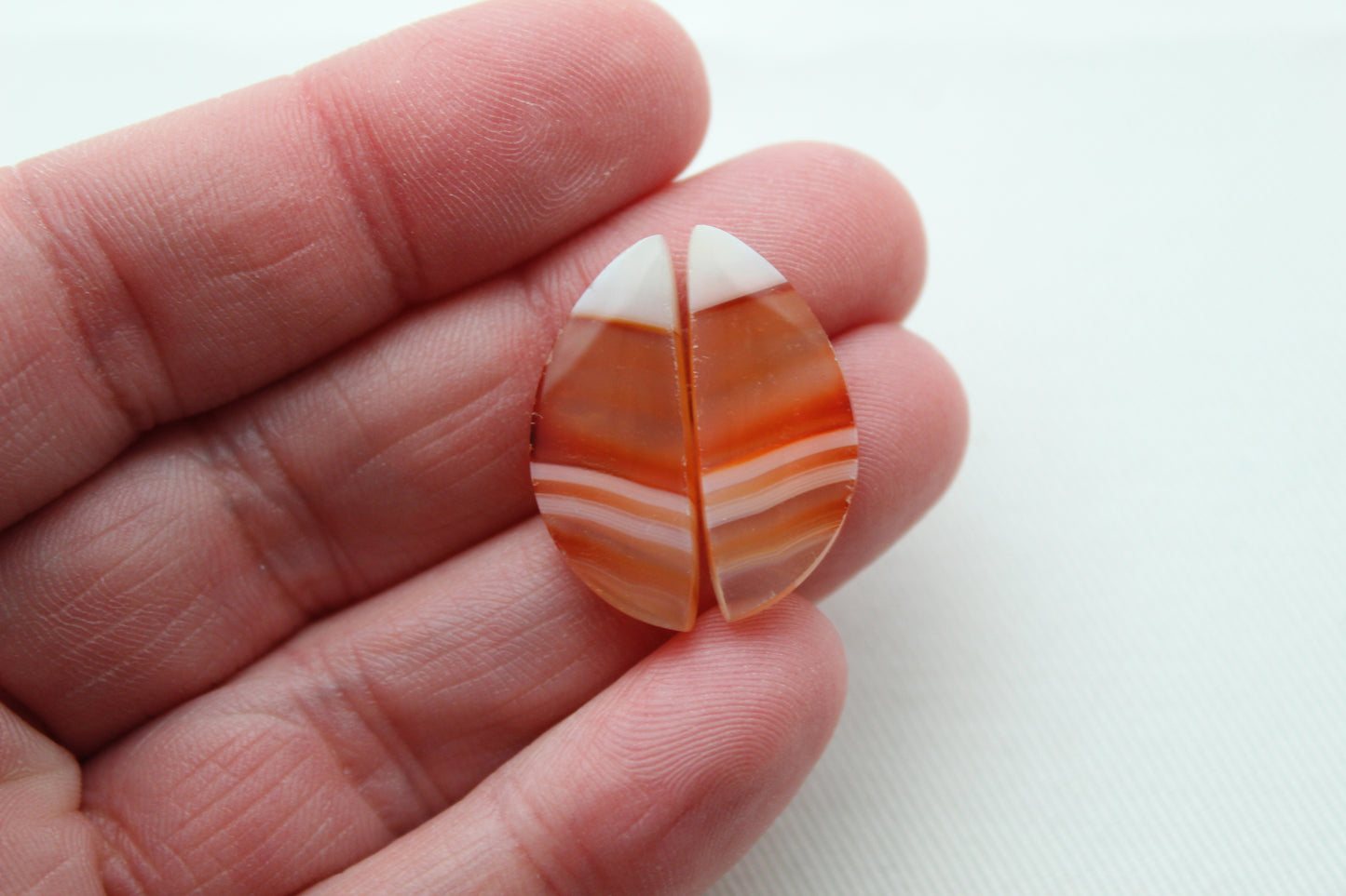 Agates rubanées Cabochons Gemme gouttes oranges