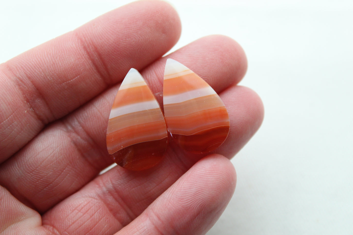 Banded Agates Cabochons Gemstone orange drops