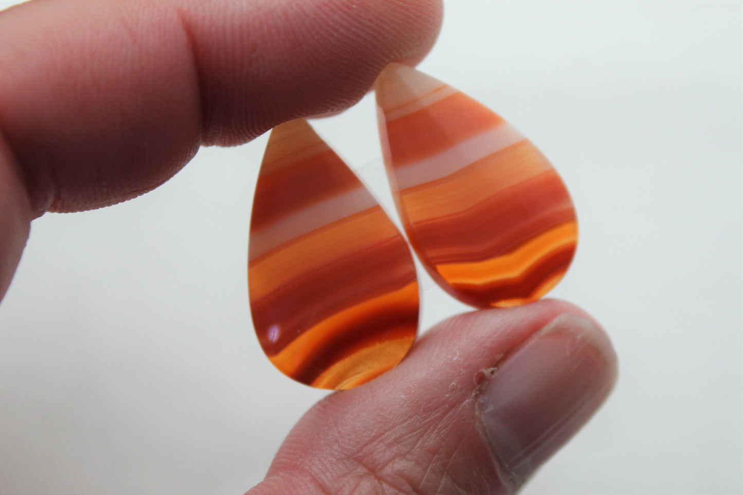 Banded Agates Cabochons Gemstone orange drops