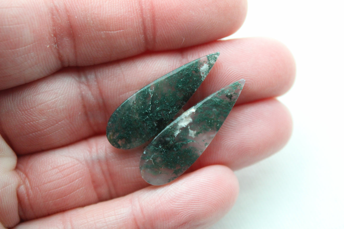 Pair of moss Agate Cabochons