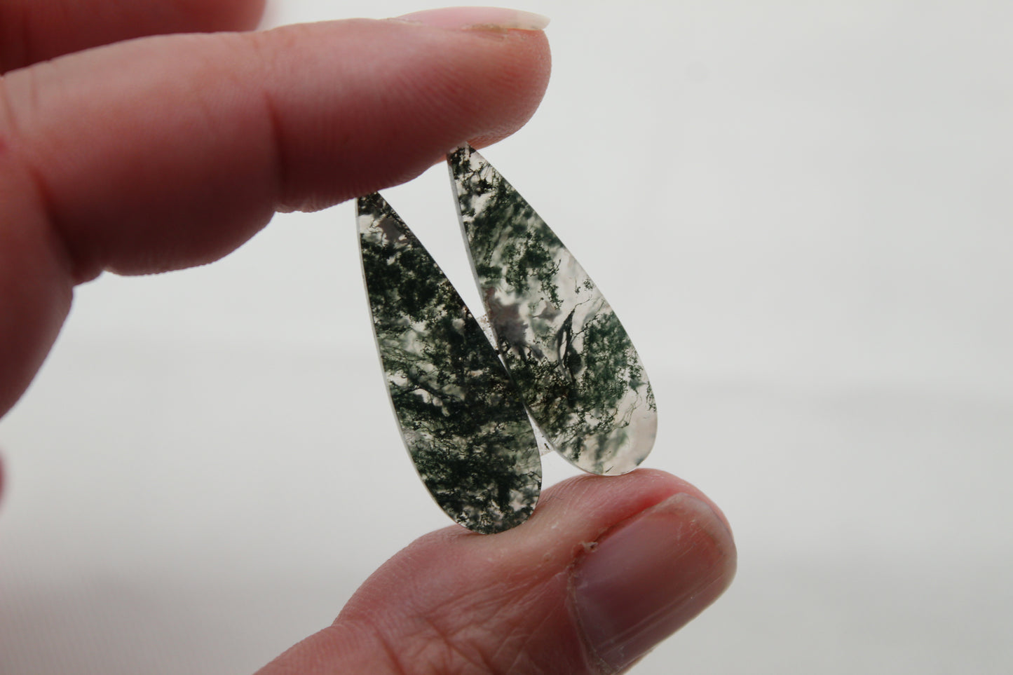 Pair of moss Agate Cabochons