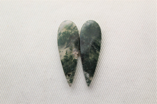 Pair of moss Agate Cabochons