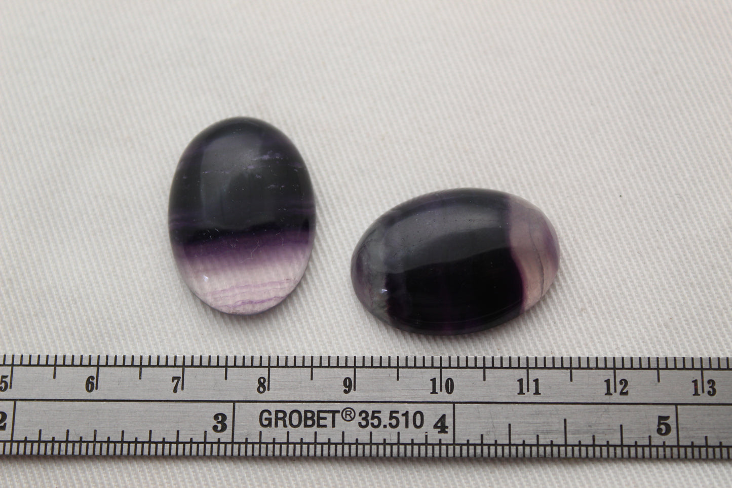 TWO oval Fluorite Cabochons 18x25MM  clear purple LOW GRADE