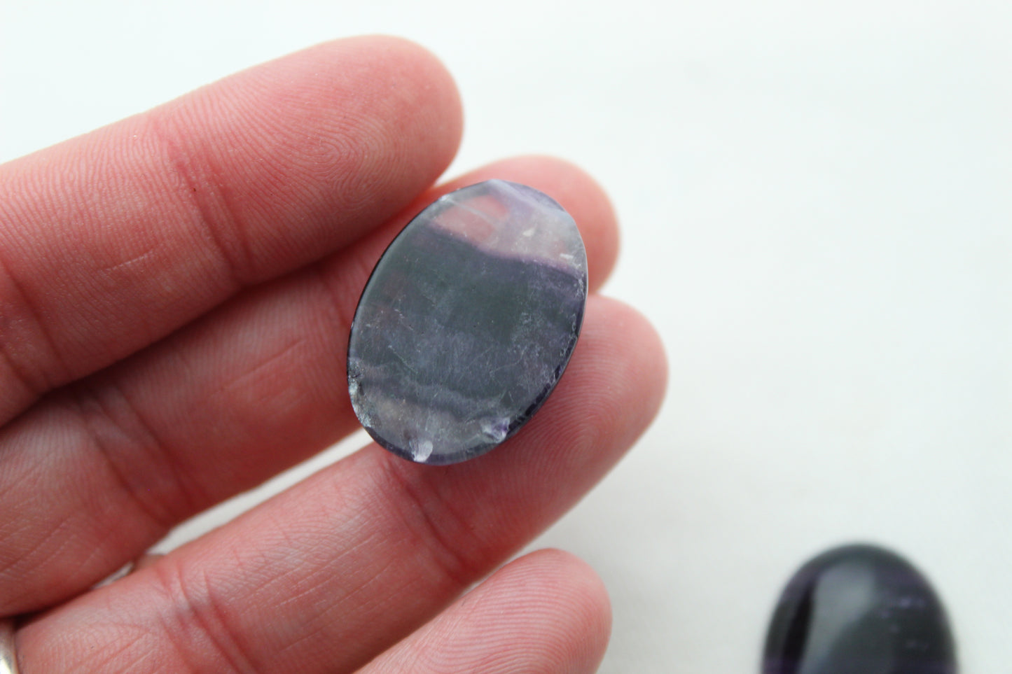 TWO oval Fluorite Cabochons 18x25MM  clear purple LOW GRADE