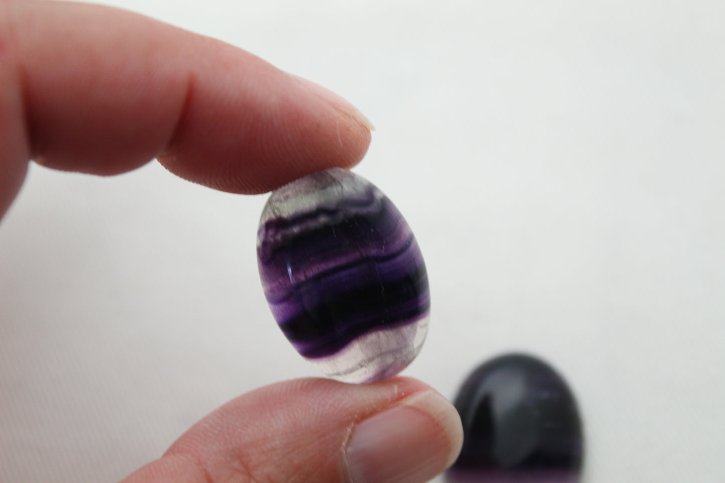 TWO oval Fluorite Cabochons 18x25MM  clear purple LOW GRADE