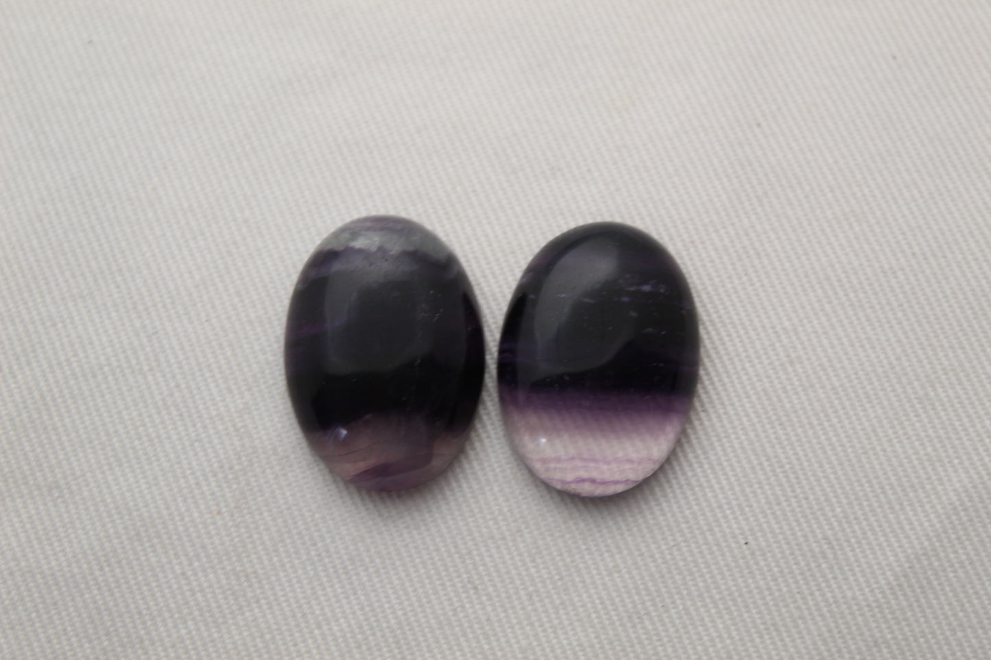 TWO oval Fluorite Cabochons 18x25MM  clear purple LOW GRADE