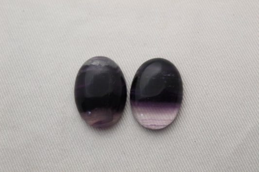 TWO oval Fluorite Cabochons 18x25MM  clear purple LOW GRADE