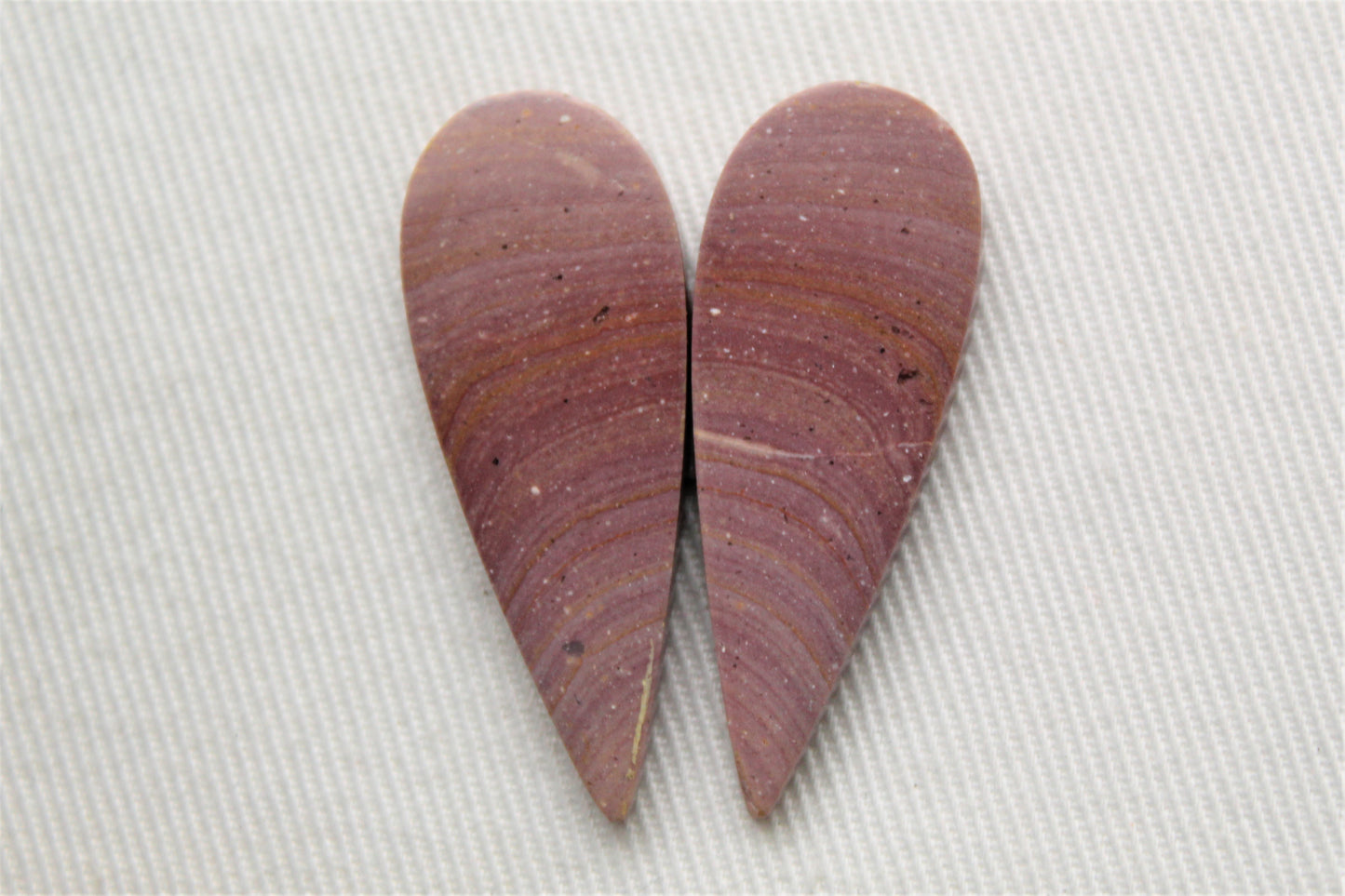 Matching pair of Indonesian Polychrome Jasper Cabochons Teardrop