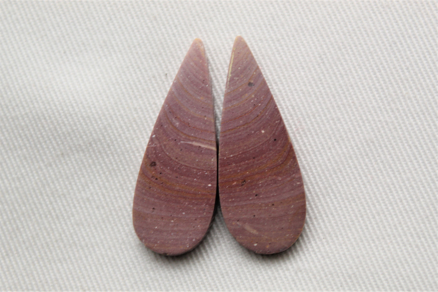 Matching pair of Indonesian Polychrome Jasper Cabochons Teardrop