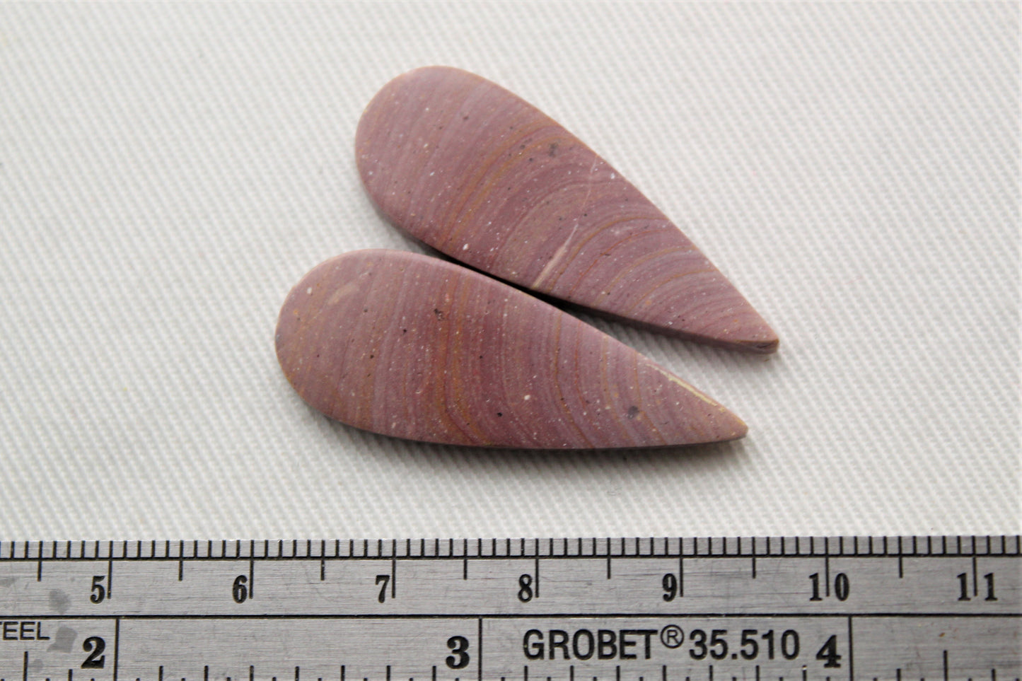 Matching pair of Indonesian Polychrome Jasper Cabochons Teardrop