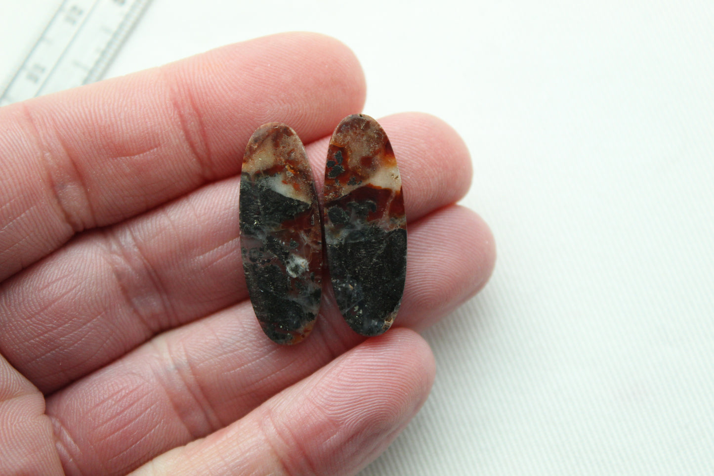 Marcassite en Agate Cabochons Paire de Pierres Précieuses