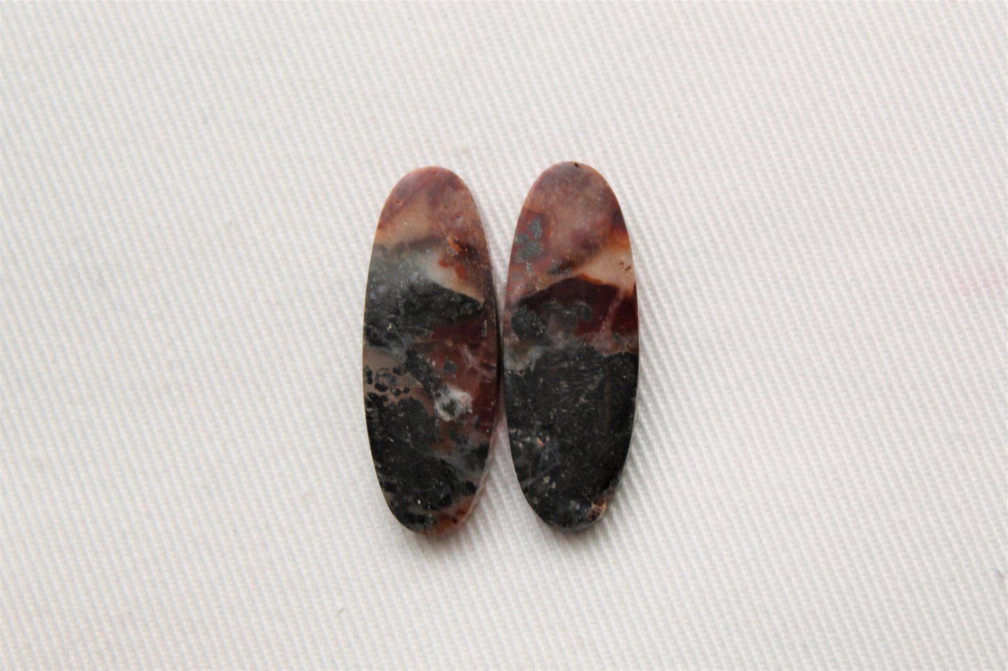 Marcassite en Agate Cabochons Paire de Pierres Précieuses