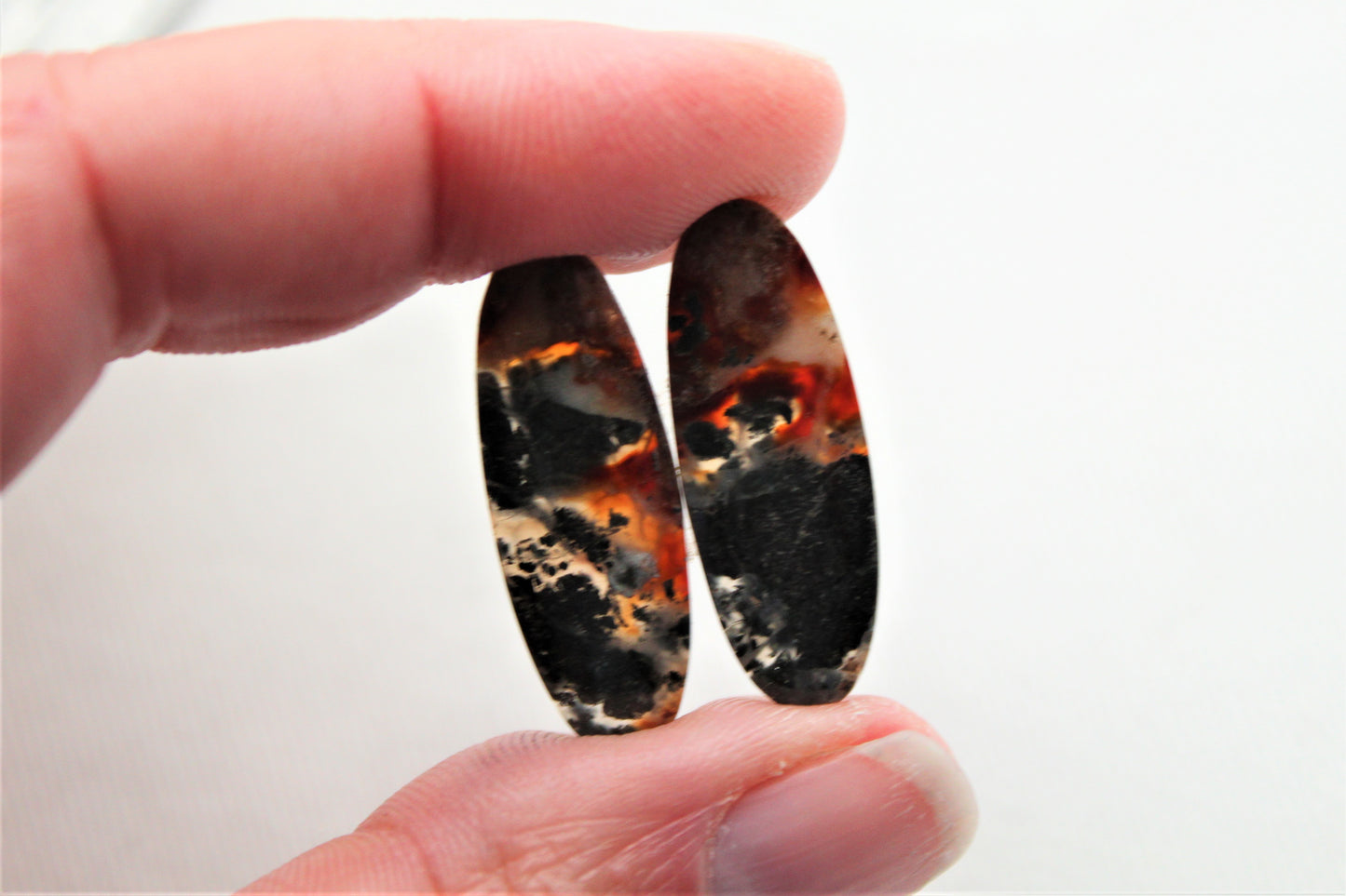 Marcassite en Agate Cabochons Paire de Pierres Précieuses