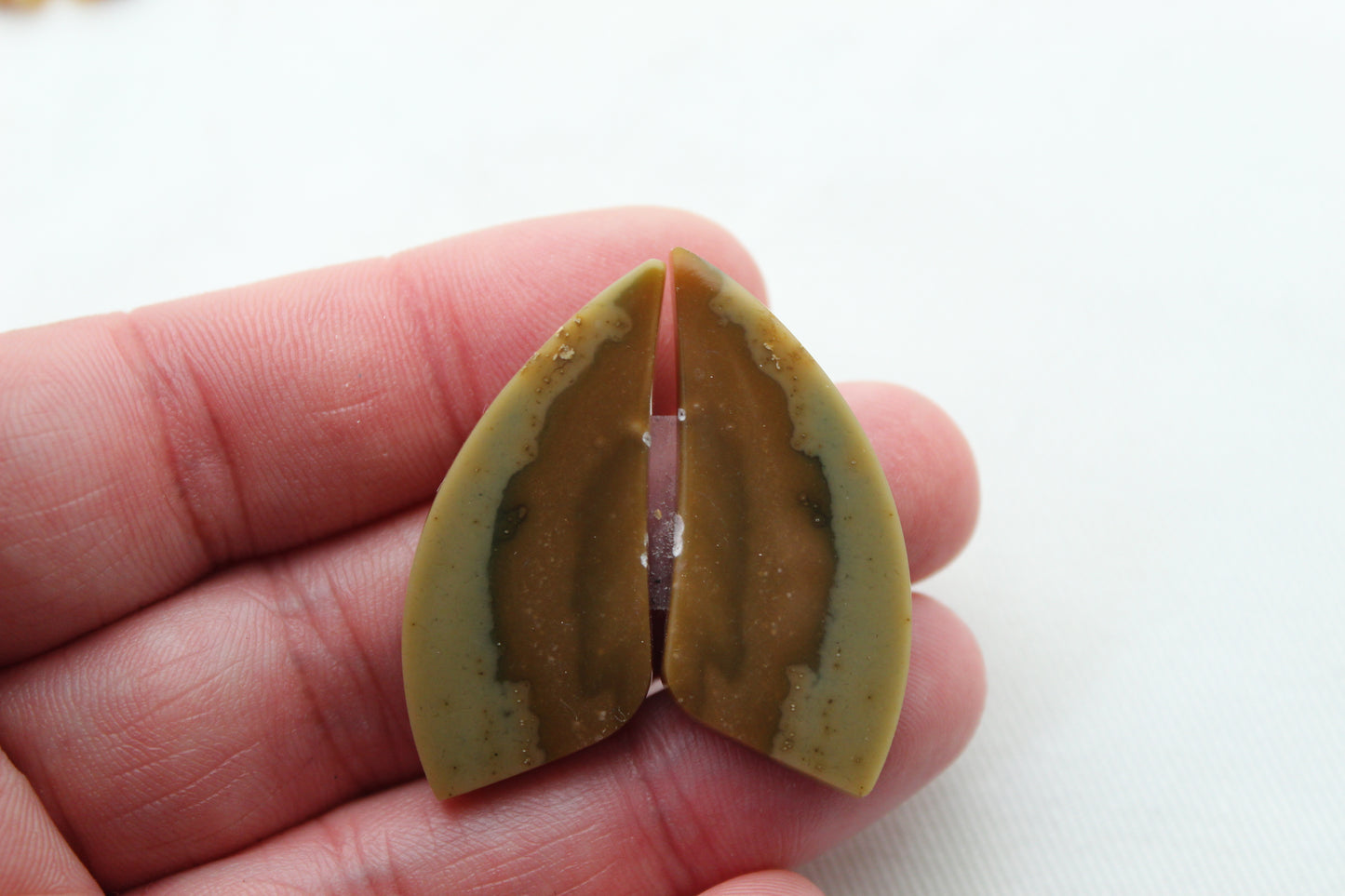 Nice Pair of Jasper Cabochons gemstones green