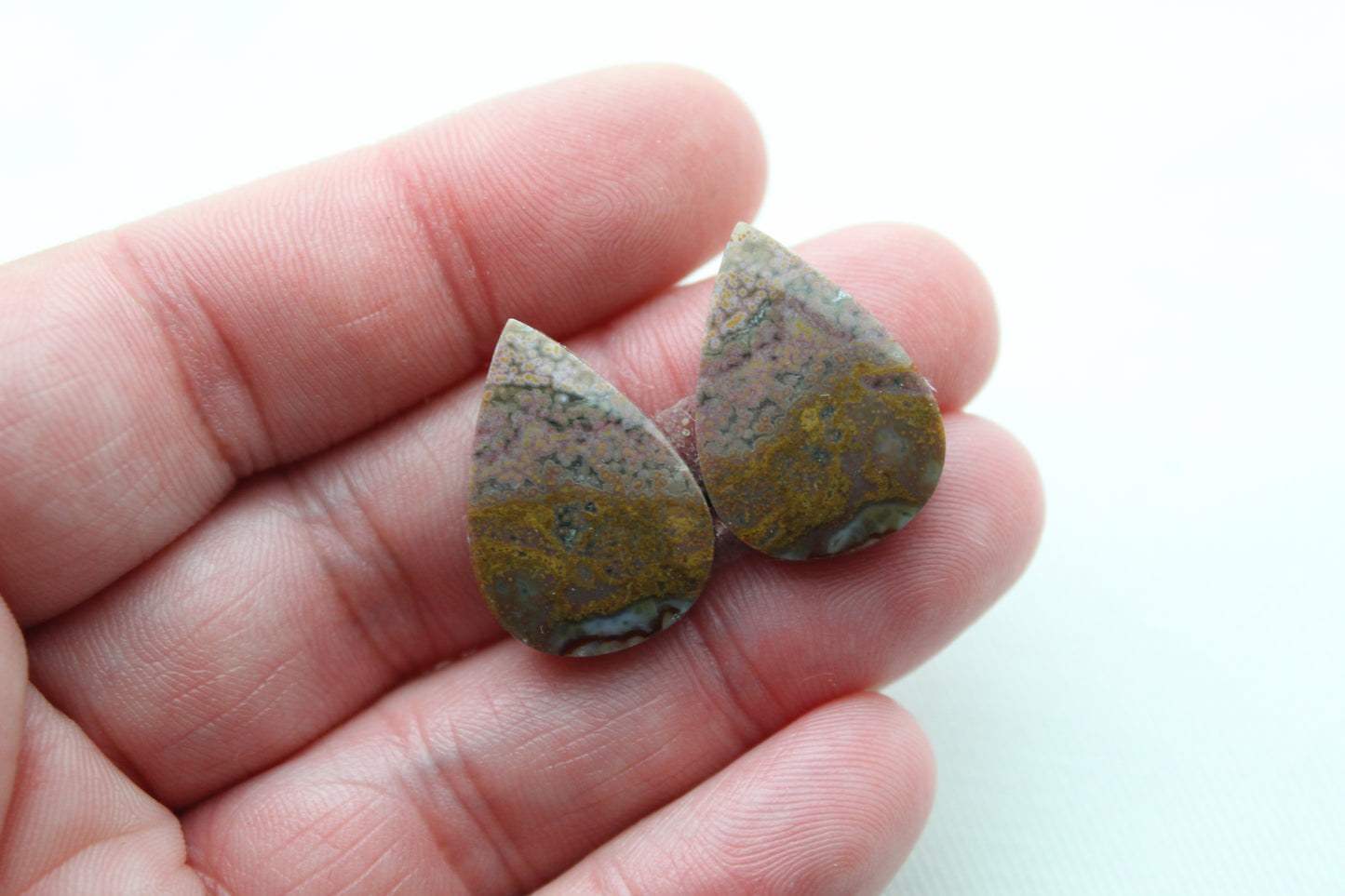 Purple River Jasper Cabochon Pair Gemstone teardrop