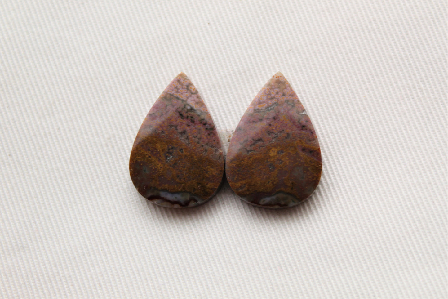 Purple River Jasper Cabochon Pair Gemstone teardrop