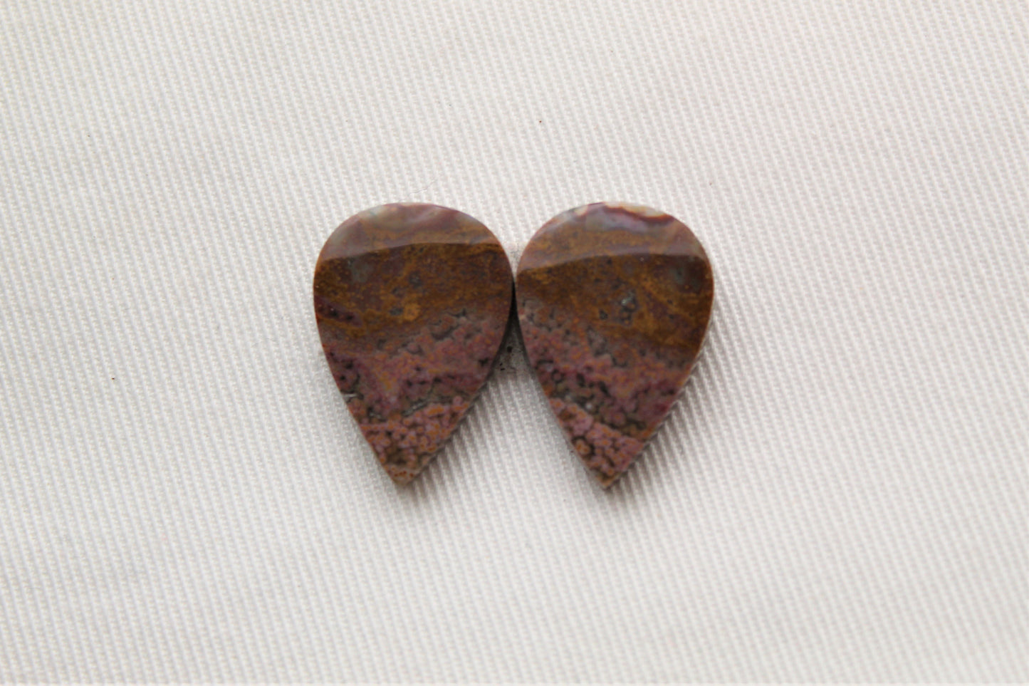 Purple River Jasper Cabochon Pair Gemstone teardrop