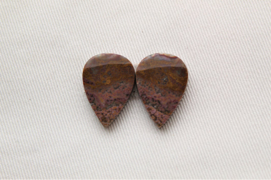 Purple River Jasper Cabochon Pair Gemstone teardrop