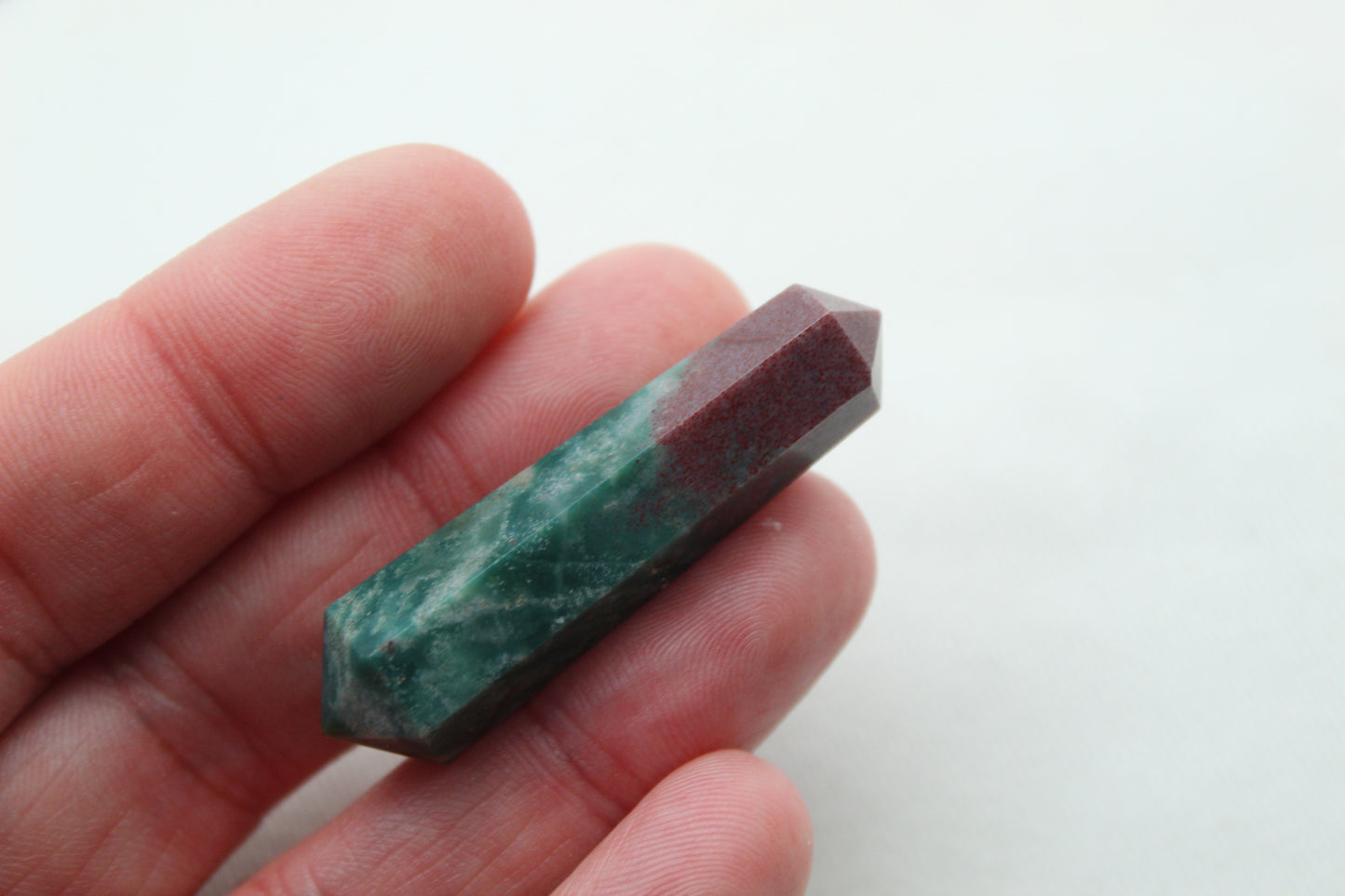 Bloodstone double point Tower gemstone pendant size UNDRILLED