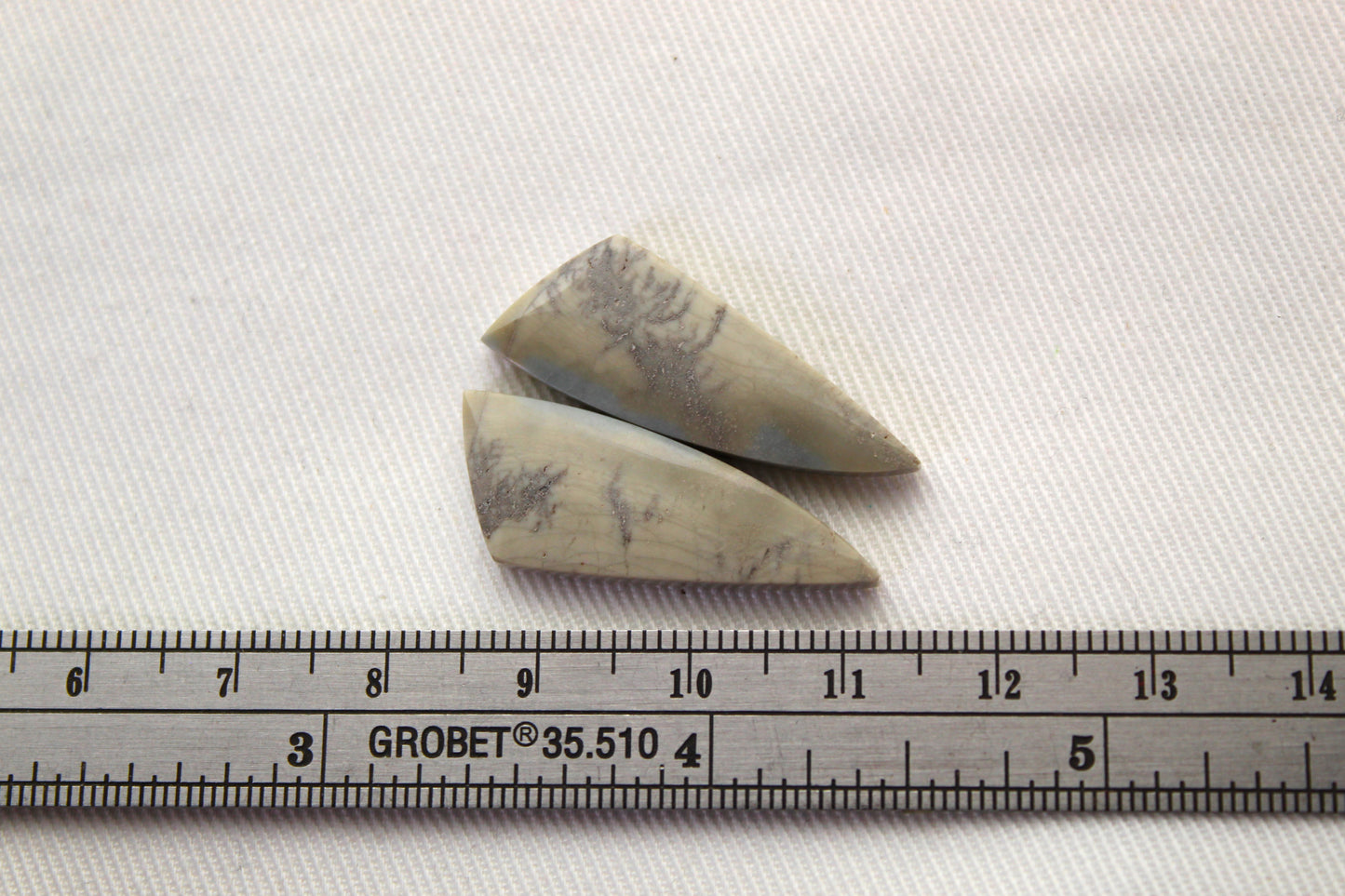 Matching pair of green Jasper Cabochons