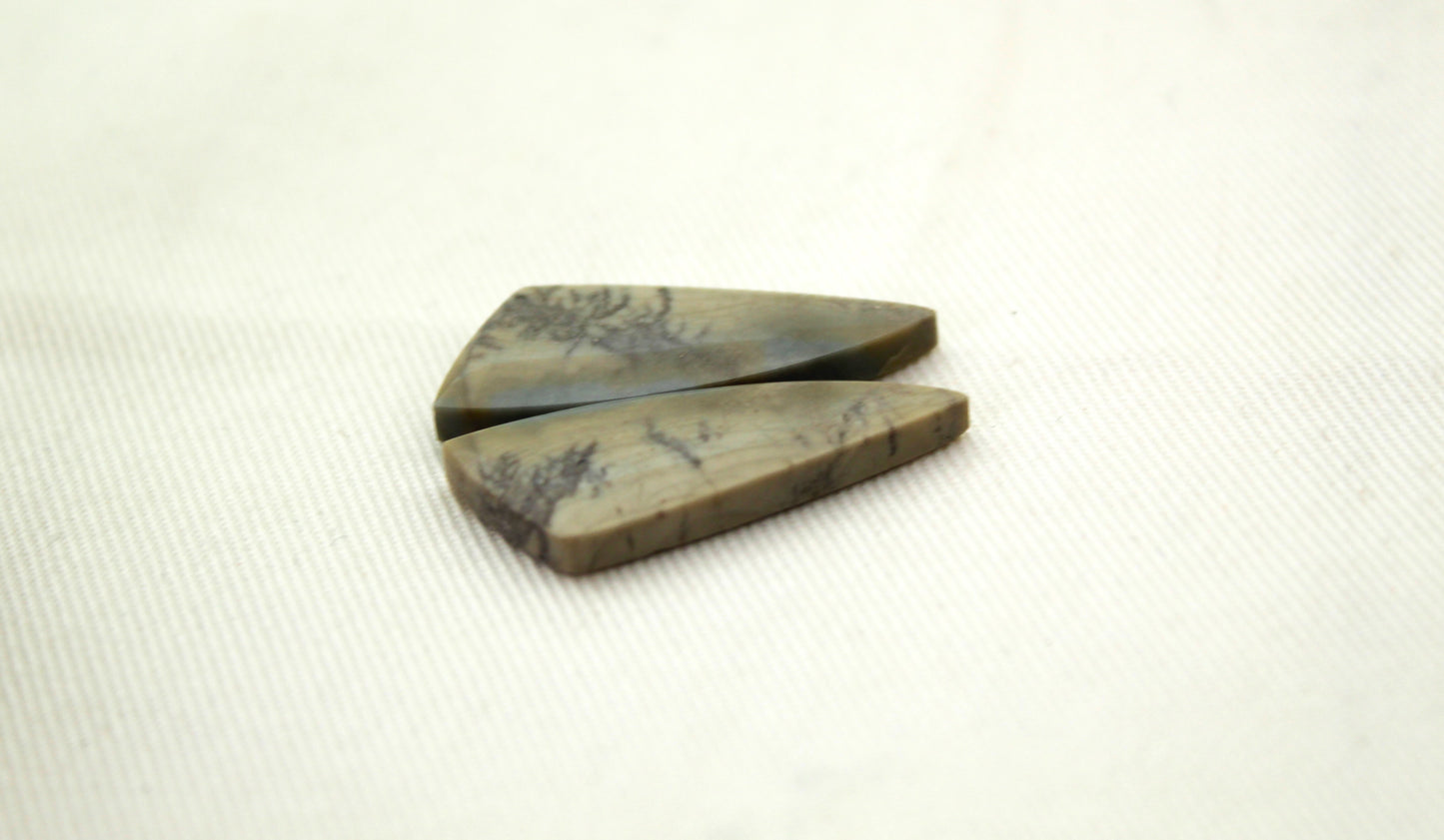 Matching pair of green Jasper Cabochons