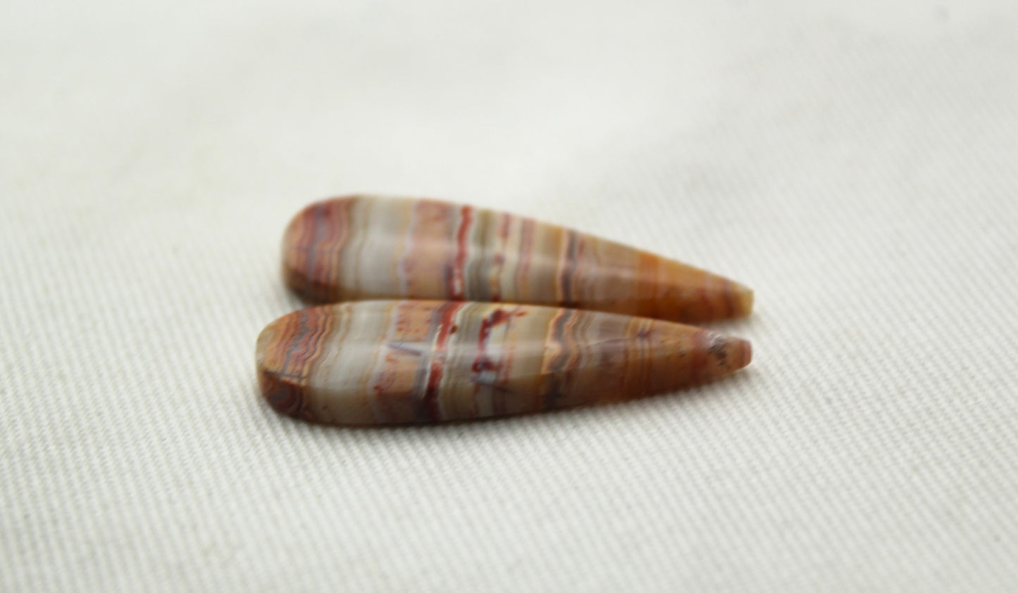 Banded Agates Cabochons Gemstone Pair teardrop multicolors