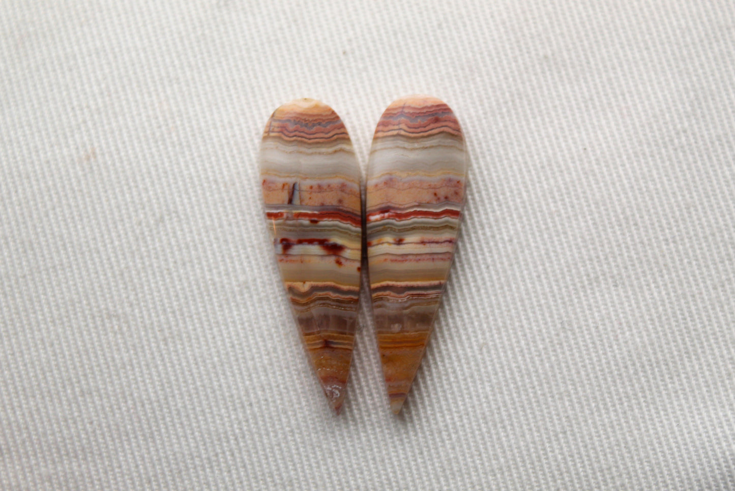 Banded Agates Cabochons Gemstone Pair teardrop multicolors