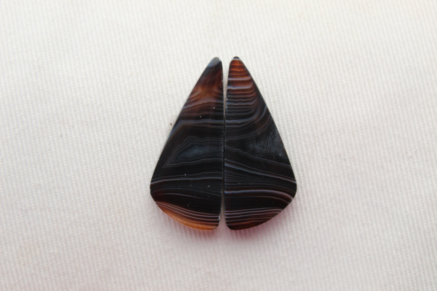 Banded Agates Cabochons Gemstone brown Pair