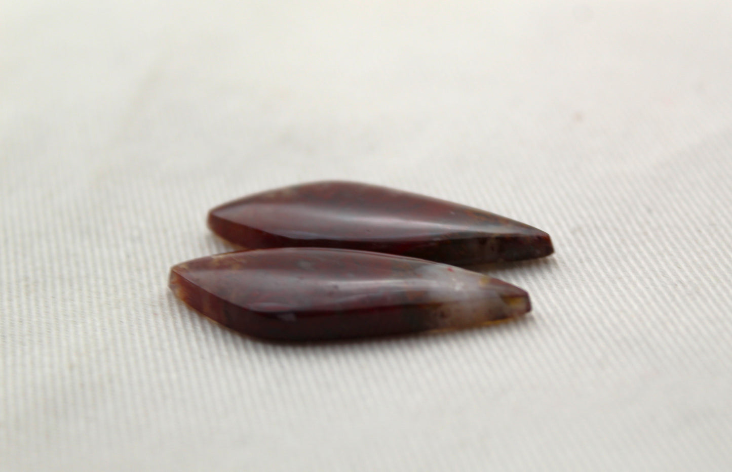 Pair Indonesian Red Plume Agate Cabochons gemstone natural