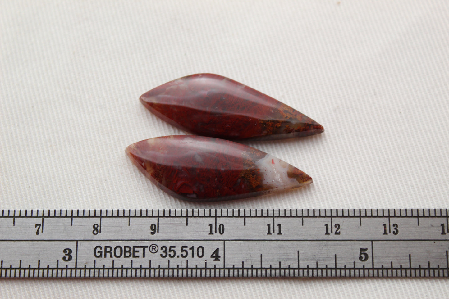 Pair Indonesian Red Plume Agate Cabochons gemstone natural