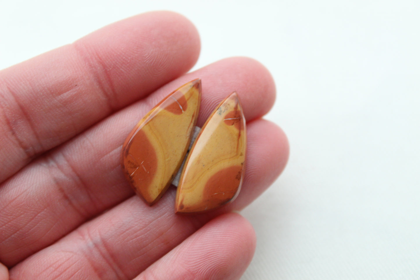 Yellow Maligano Jasper cabochons pair Gemstone