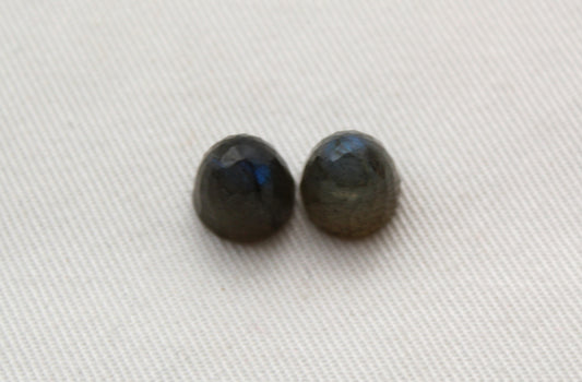 TWO Labradorite bullets round 10X9MM Gemstone faceted