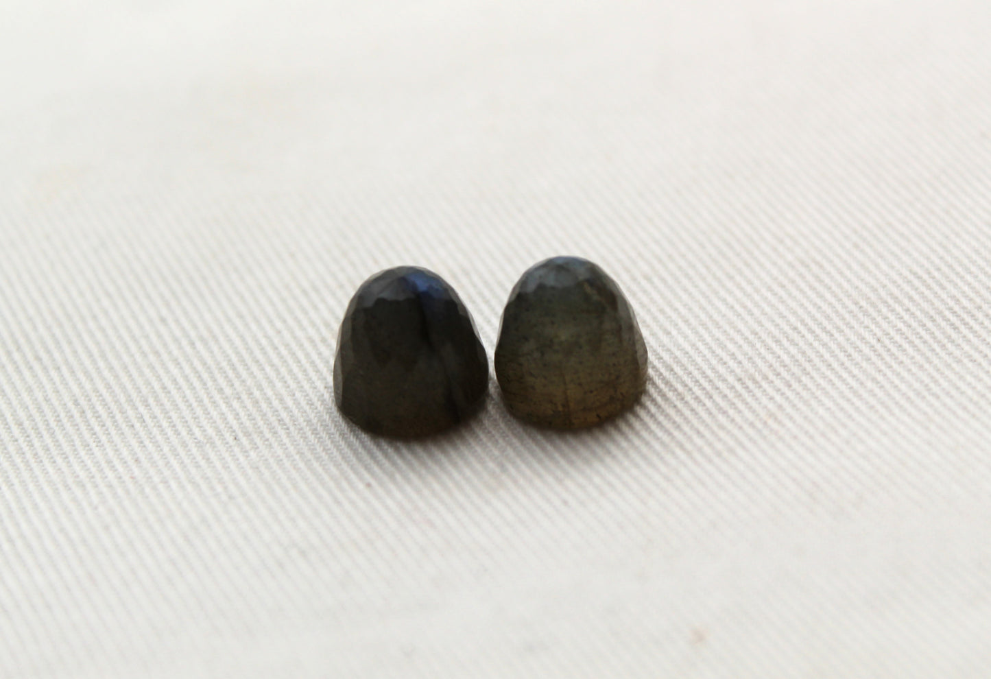 TWO Labradorite bullets round 10X9MM Gemstone faceted