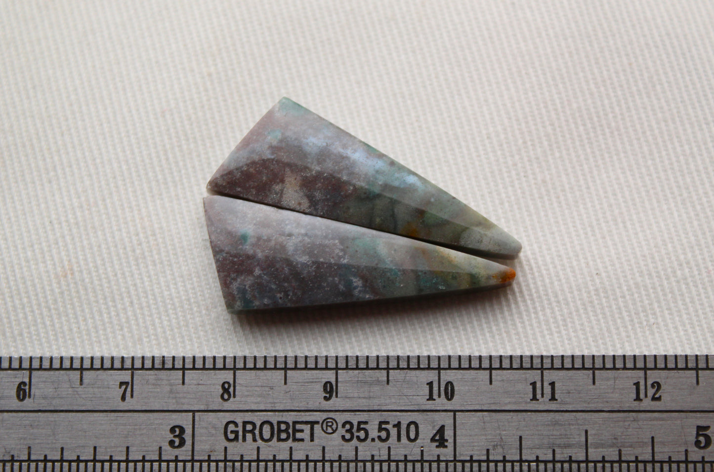 Pair of Mossy green Jasper Cabochons