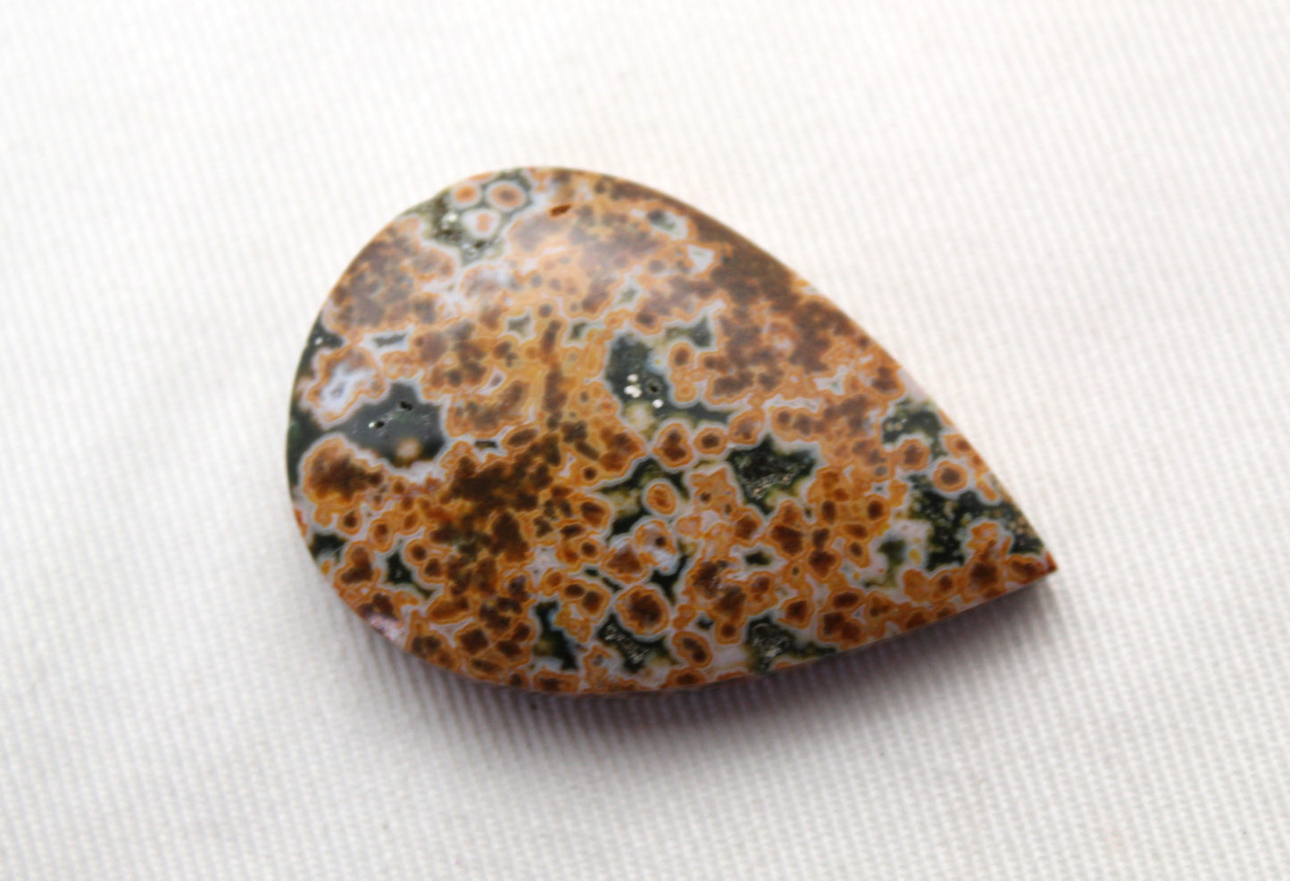 River Jasper Cabochon Gemstone yellow white green Pear