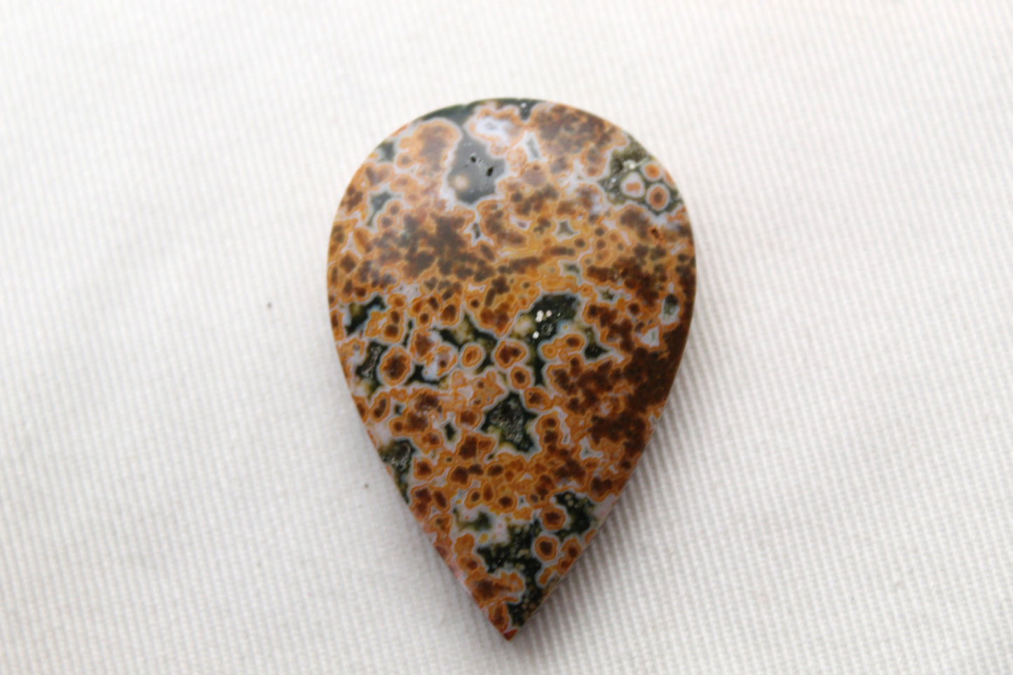 River Jasper Cabochon Gemstone yellow white green Pear