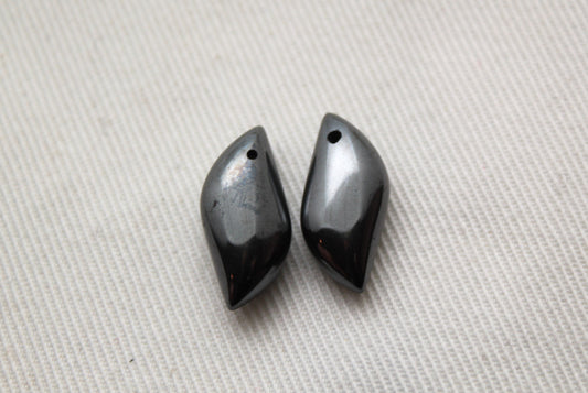 TWO Nice Hematite beads Gemstones 8x18 mm Drop