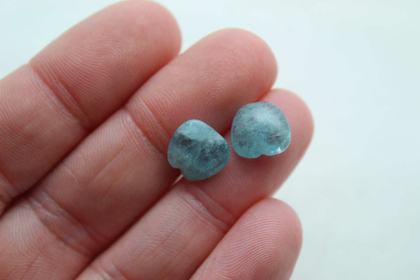 TWO Aquamarine Apple shape 10MM - UNDRILLED