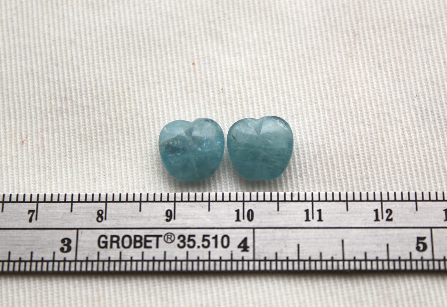 TWO Aquamarine Apple shape 10MM - UNDRILLED