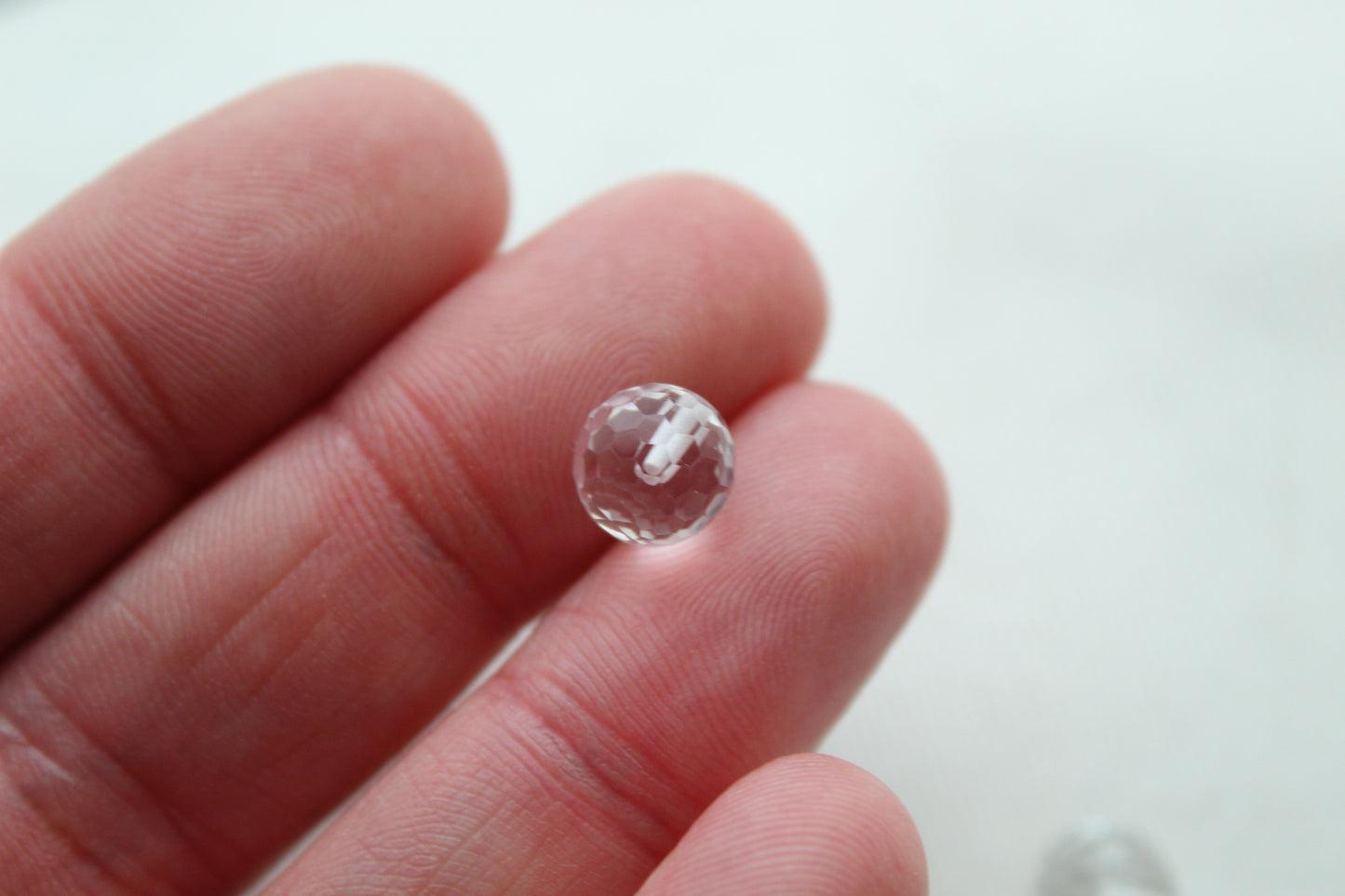 TWO Faceted Crystal balls Gemstone 8MM half drilled Clear