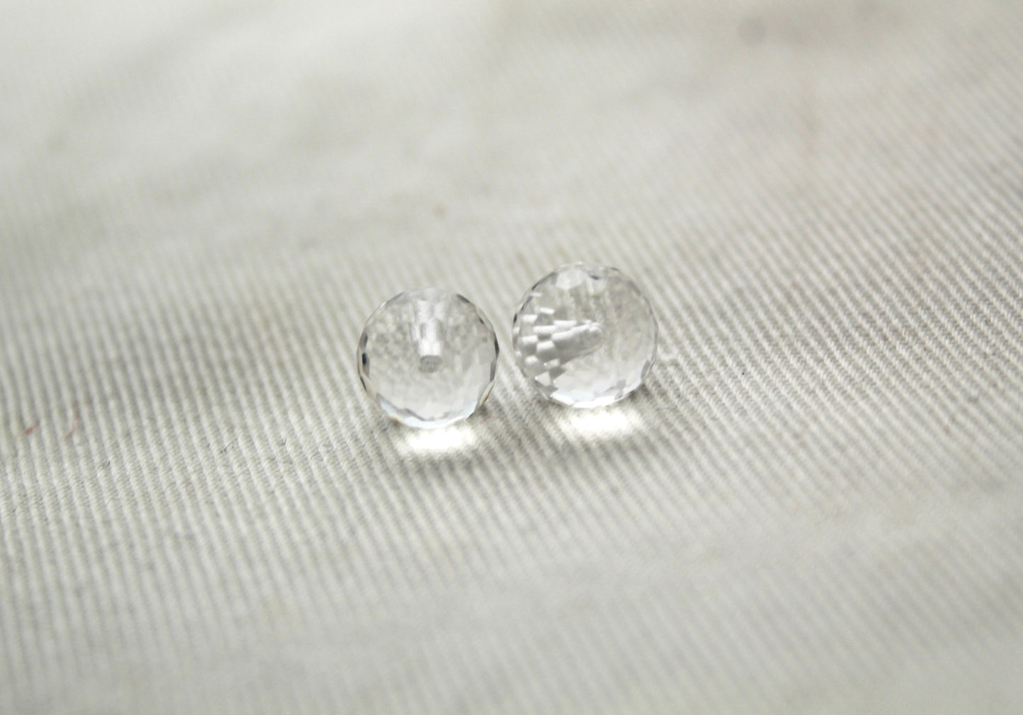 TWO Faceted Crystal balls Gemstone 8MM half drilled Clear